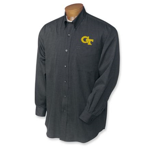 Georgia Tech Yellow Jackets B&T LS Nailshead Sport Shirt - Black